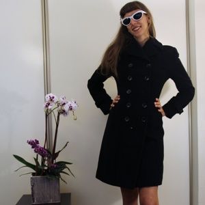 DKNY Black Wool Coat - 6